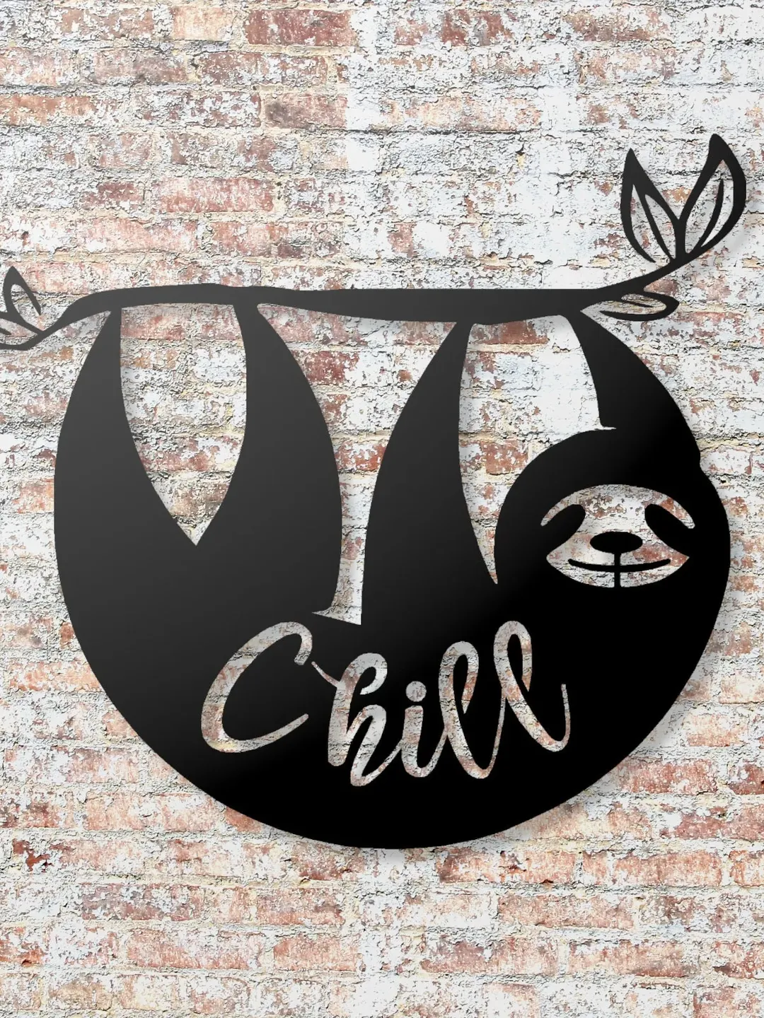 Sloth Chill Sign, Hanging Sloth Wall Art, Family Room Decor, Dorm Decor, Restaurant Decor, Chill Metal Sign