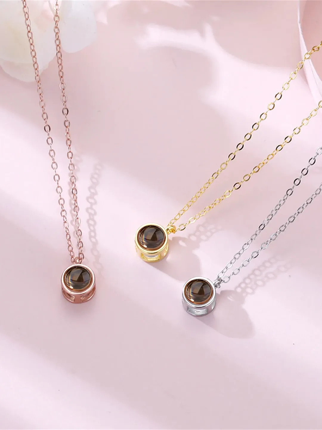 PERIMADE Silver Bubble Projection Necklace • Customized Memorial Photo Pendant • Personalized Picture Inside Jewelry • Trendy Friend Gift