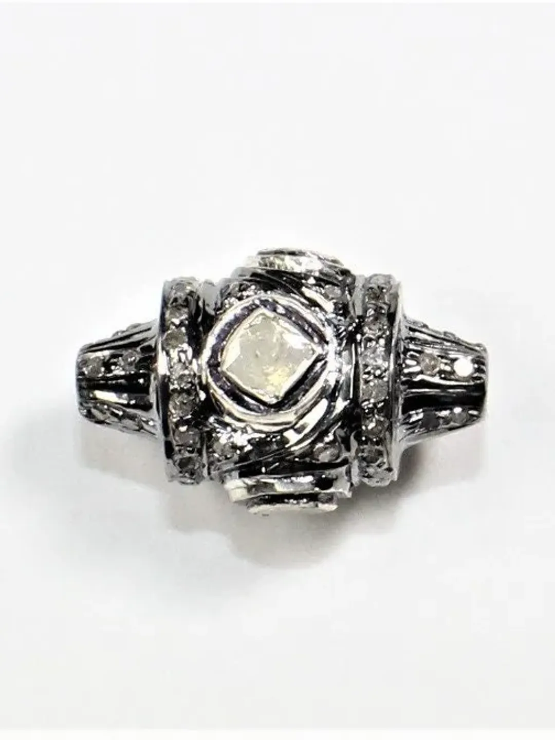 Natural Diamond Polki Beads, Pave Diamond Polki Beads, 925 Sterling Silver Beads, Spacer Beads, Polki Beads, Victorian Beads, Jewelry Beads