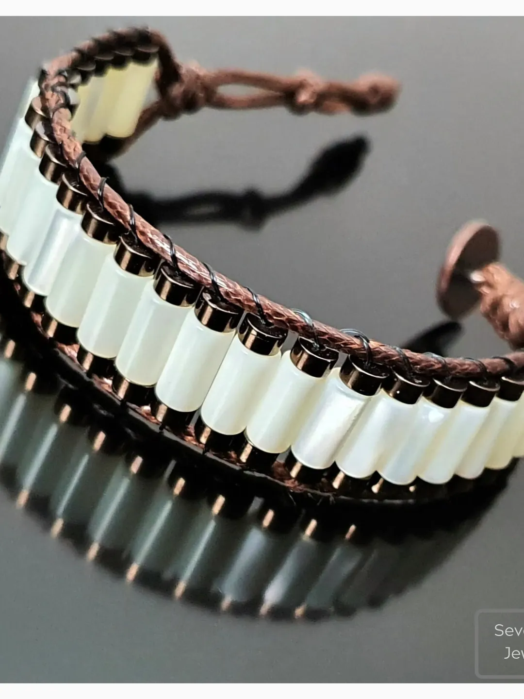 Ethnic Mother of Pearl Bracelet, Bronze Hematite Gemstone Wristlet, Gifts for Men, Women, MomWhite Pearl Jewellery, Christmas Gift, Stylish