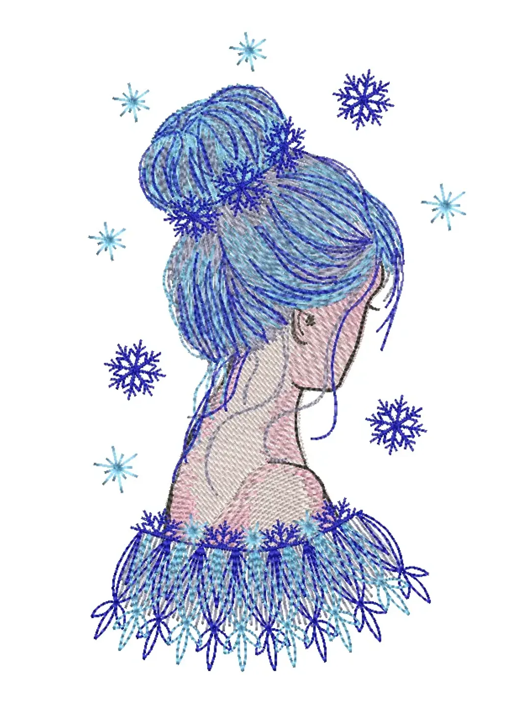 Snow girl-machine embroidery-designs-set-4-size