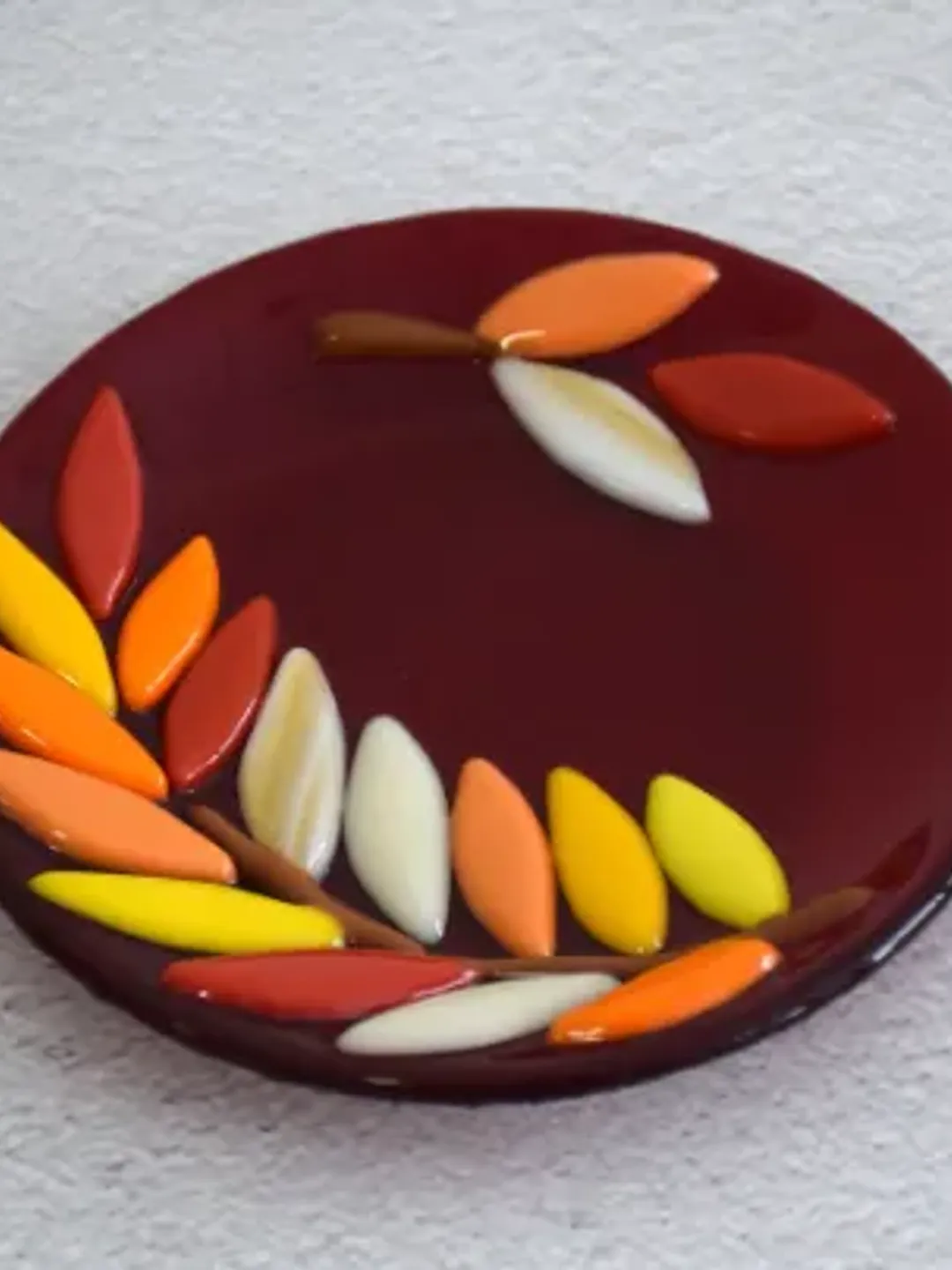 Fused glass dessert plates with autumn leaves - Glass candy dish - Fused glass art