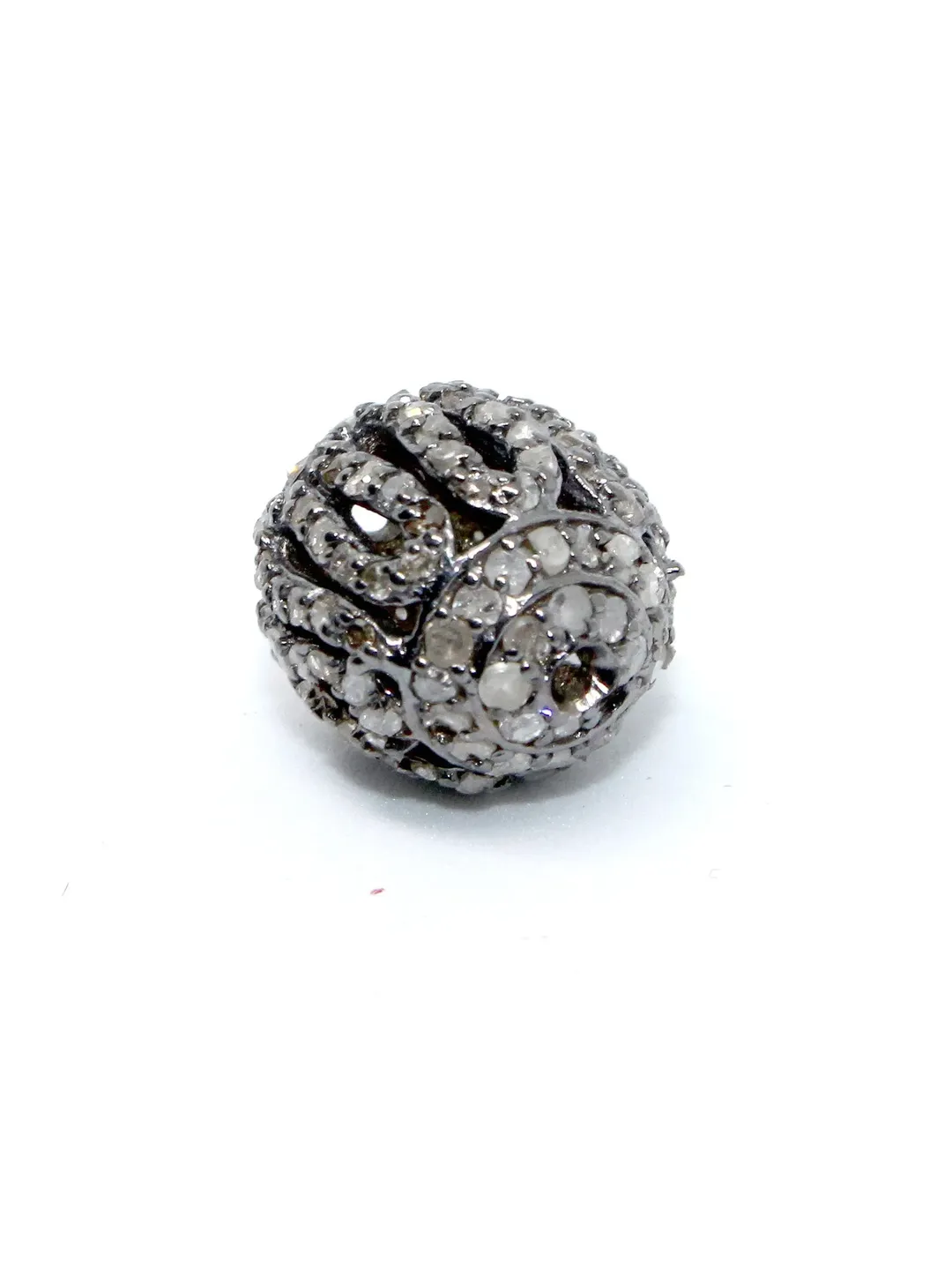 Micro Pave Diamond Beads, Spacer Beads, Pave Beads, 10X12 Oval Beads, 925 Sterling Silver Beads, Shamballa Beads, Victorian Beads