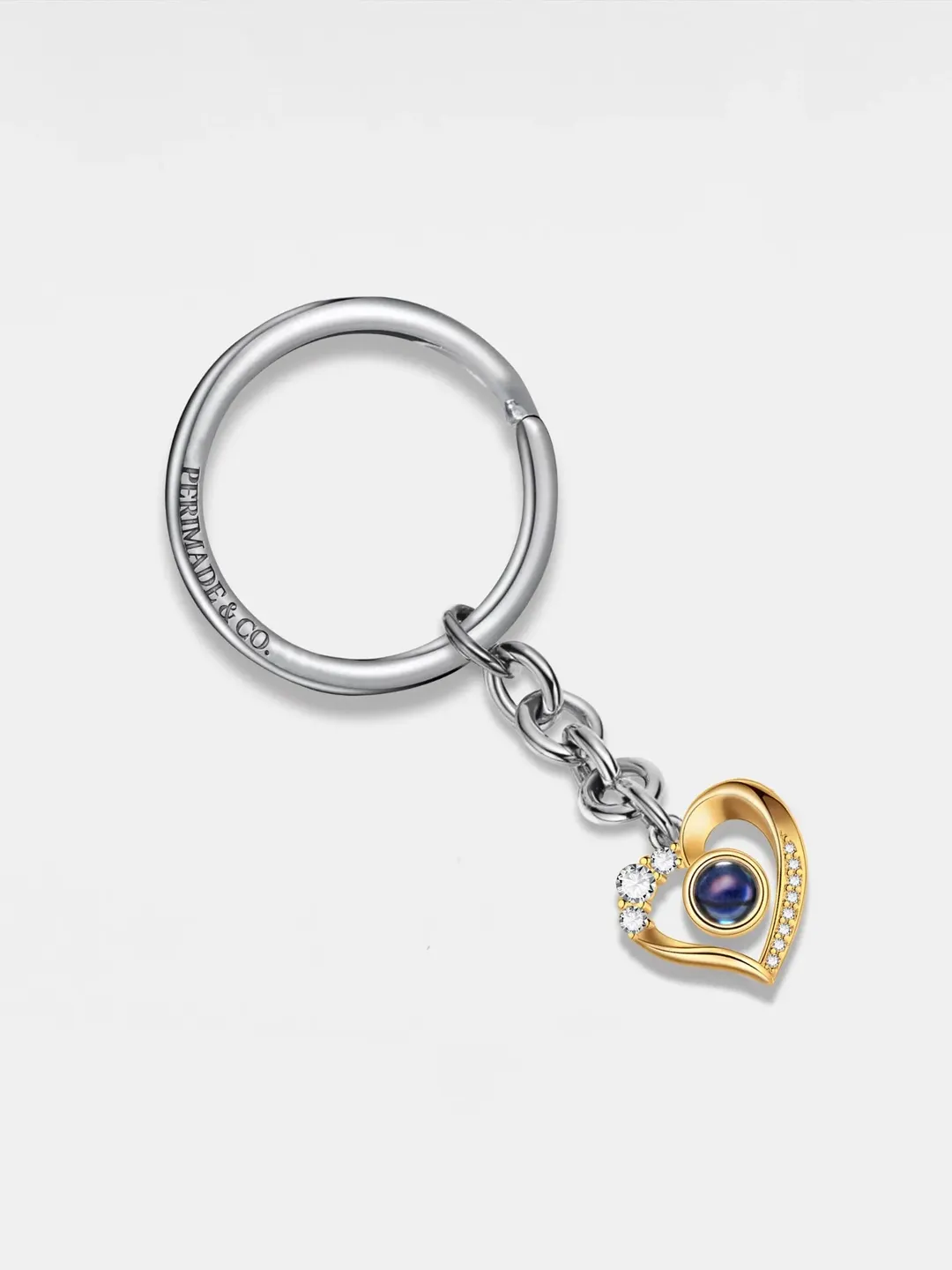 PERIMADE Silver Heart Projection Keychain • Custom Memorial Photo Key Ring • Personalized Picture Inside Jewelry • Trendy Best Friend Gift