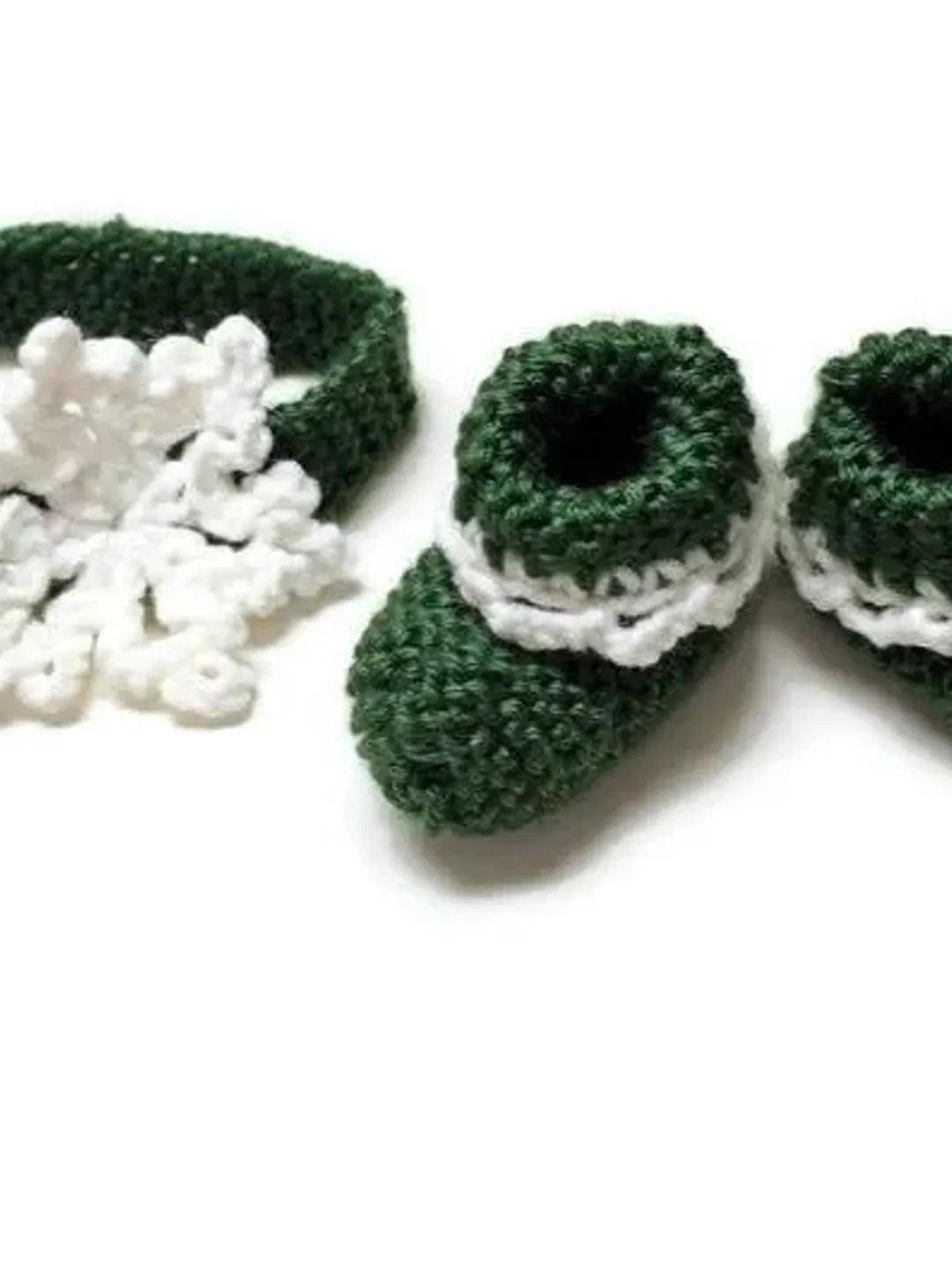 Christmas Snowflake Baby Headband and Shoes Set, Baby Booties and Socks, Knit Yarn Clothes, Crochet Snowflakes for Gifts, Stocking Stuffers