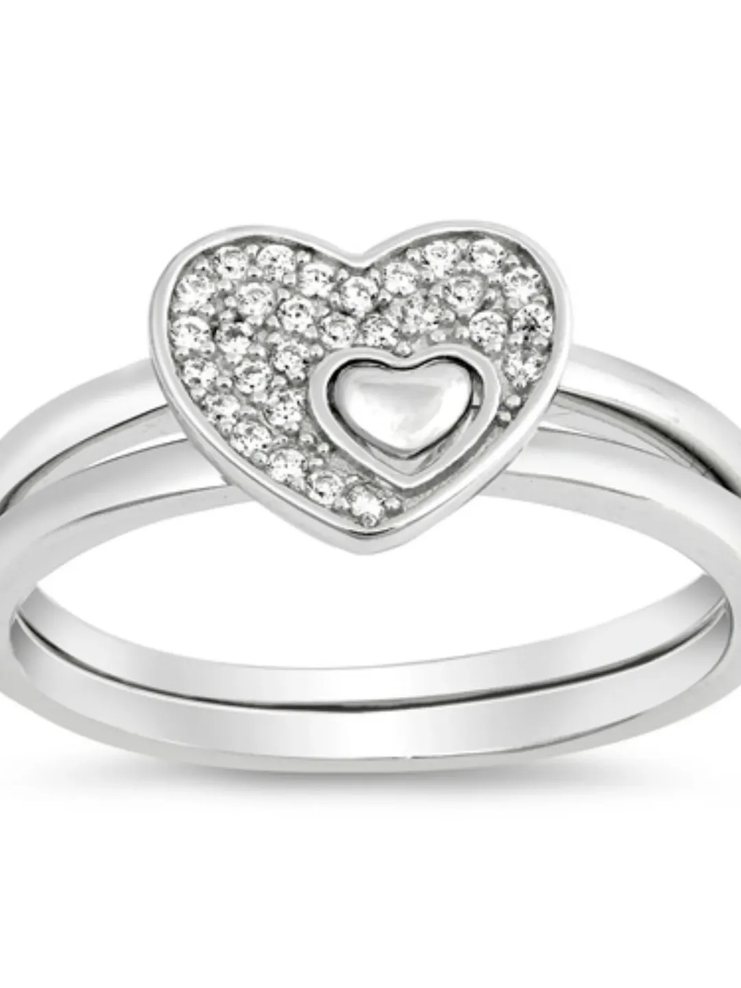 Heart Puzzle Ring · Sterling Silver Heart Puzzle Ring · 3 piece puzzle ring · Engagement Ring · Promise Ring · Cz Bridal ring for Women ·