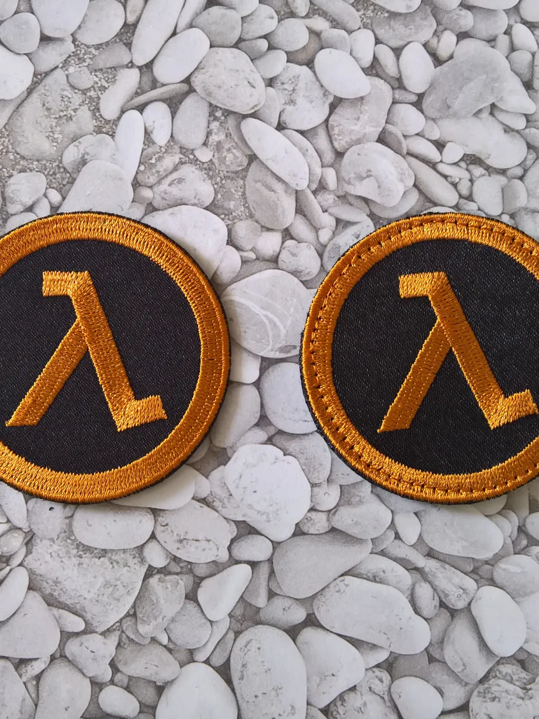 Half Life Logo Lambda Patch Emroidered Patch Sew on or Hook and Loop Black and Orange