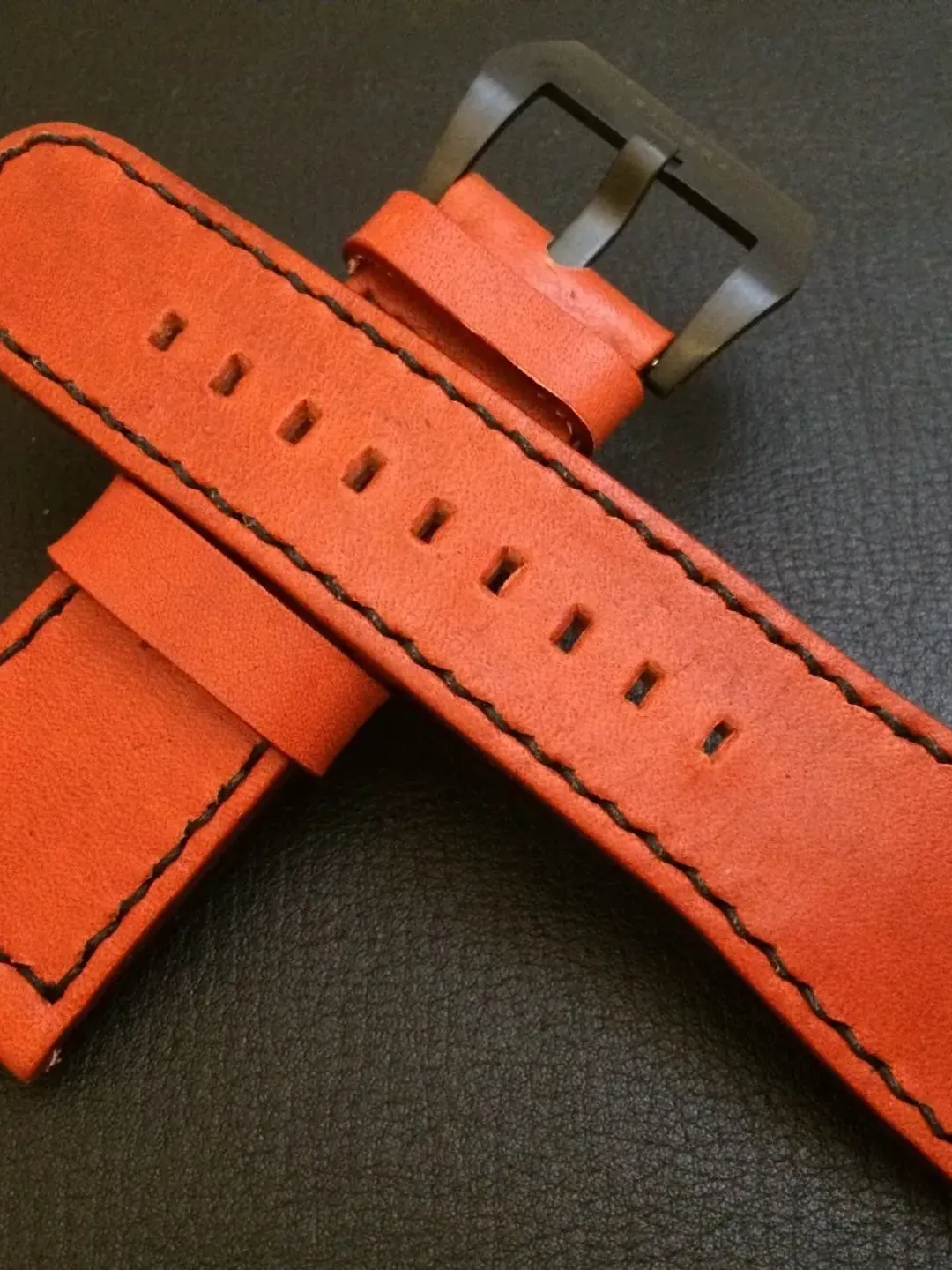 Leather Watch Band, Leather watch strap, 28mm watch band, genuine leather, strap replacement, SevenFriday, Orange watch strap, FREE SHIPPING