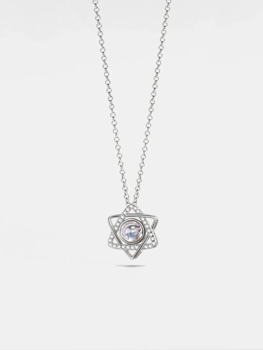 PERIMADE Star Of David Projection Necklace • Custom Picture Inside Pendant • Sterling Silver Keepsake Jewelry • Trendy Best Friend Gift