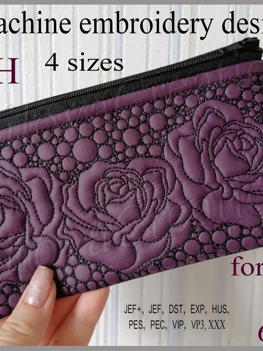 In the hoop Cosmetic bag embroidery designs ITH bag pattern Phone case wallet rose 5x7 6x10 hoop embroidery projects Instant Download