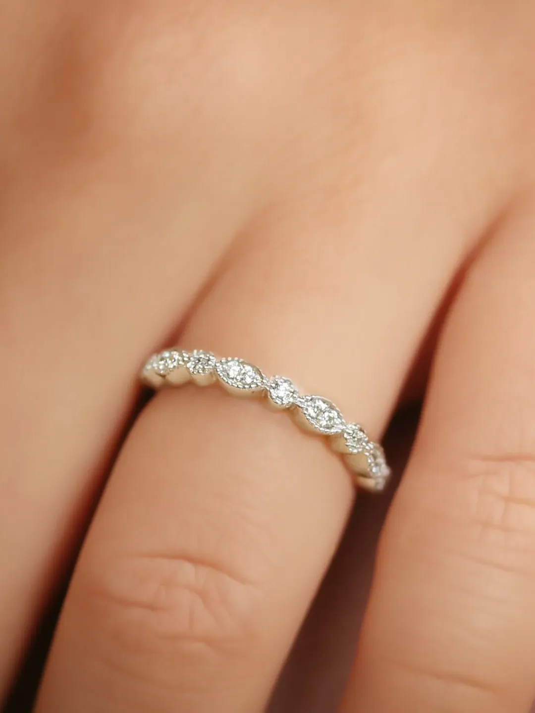 DAINTY WEDDING RING | Moissanite Diamond Ring Band | Women Custom Wedding Band | Unique14k Solid Gold Ring Band | Gift For Wedding