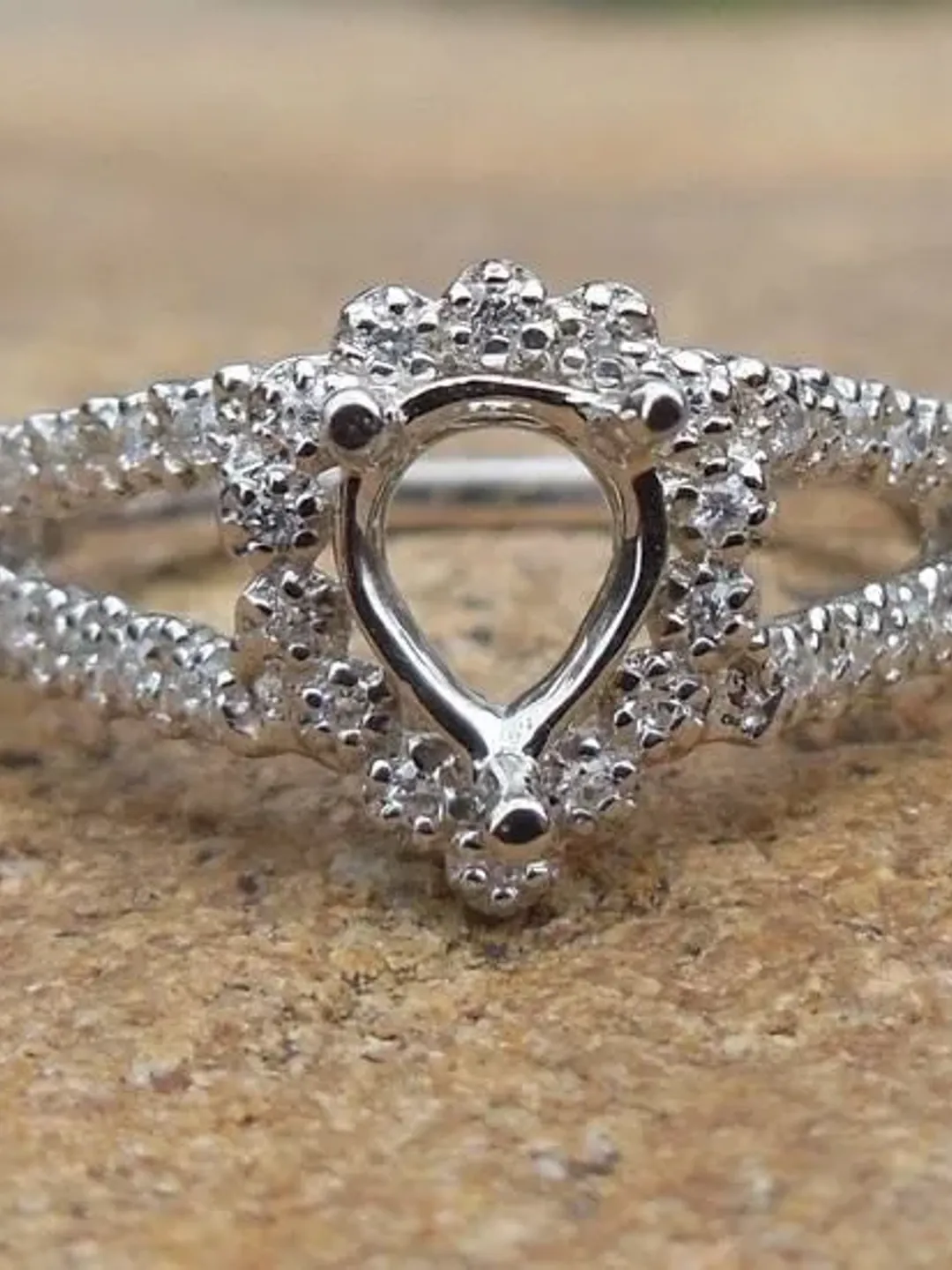 5.5x7.5MM Pear Engagement Ring, Ring For Pear Cut Diamond, 14k White Gold Engagement Ring，Pear Cut Engagement, 3 Prong Engagement