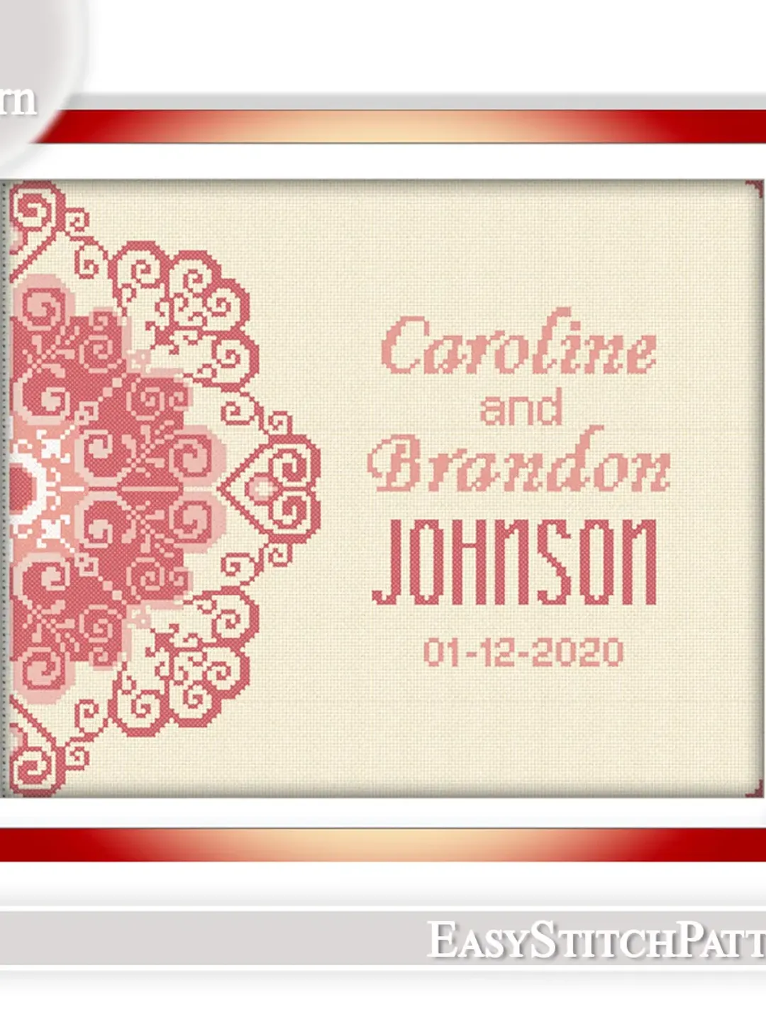 DIY. Wedding cross stitch pattern. Anniversary cross stitch. Modern cross stitch.