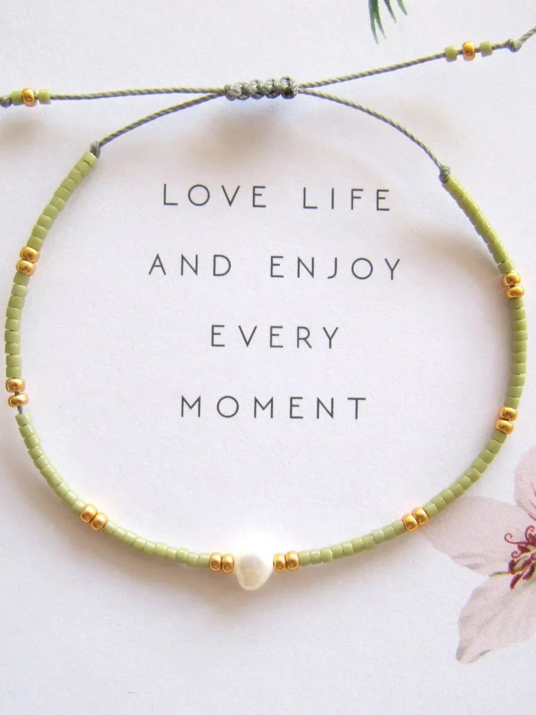 Miyuki bead bracelet and  gift Card/Dainty & Beaded Tiny beads/Miyuki bracelet,  friendship bracelet with freshwater pearl, Miyuki bracelets