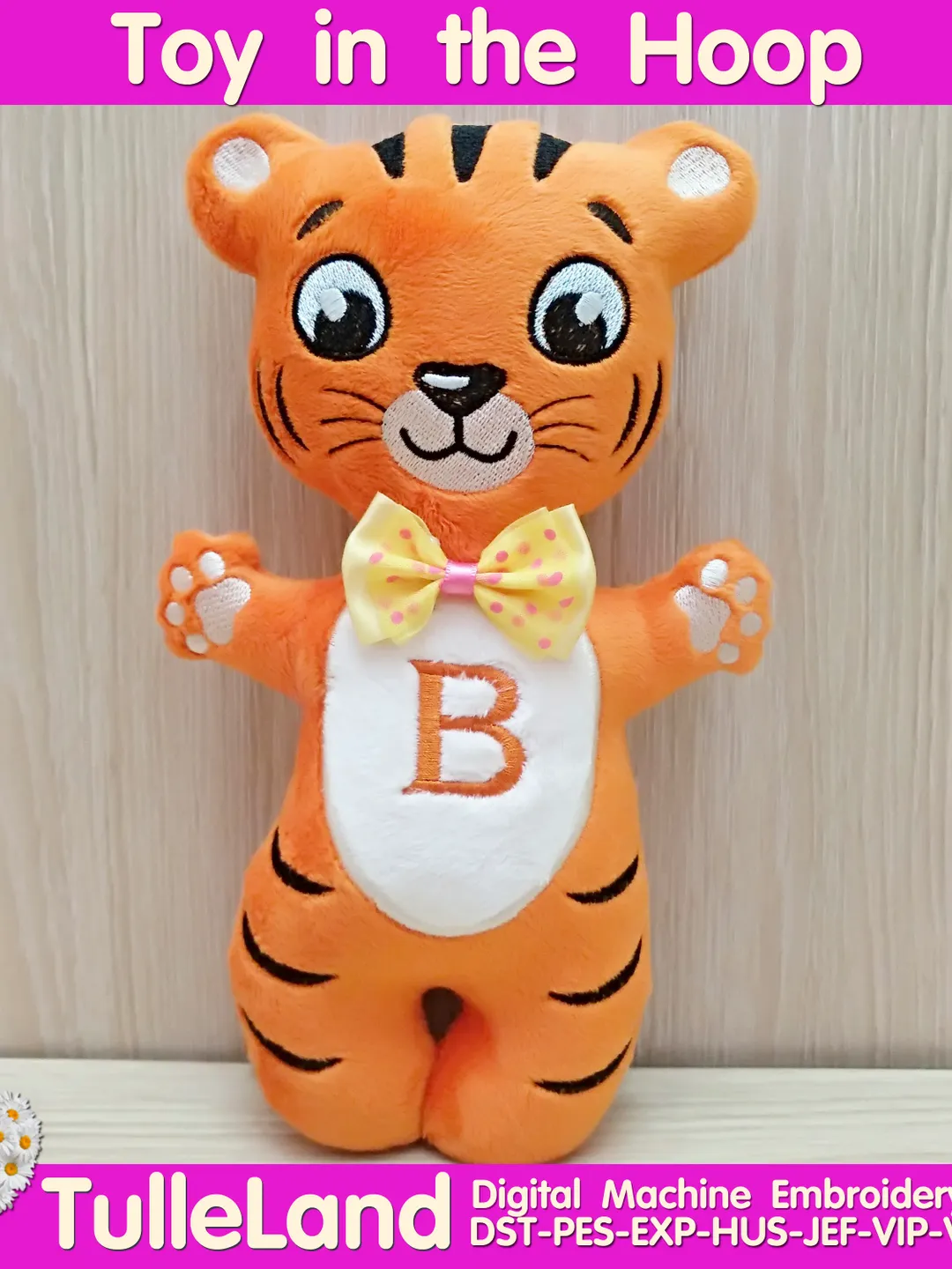 Tiger cub toy Stuffed ITH Pattern Machine embroidery design Tiger cub toy Stuffed In The Hoop Machine embroidery design