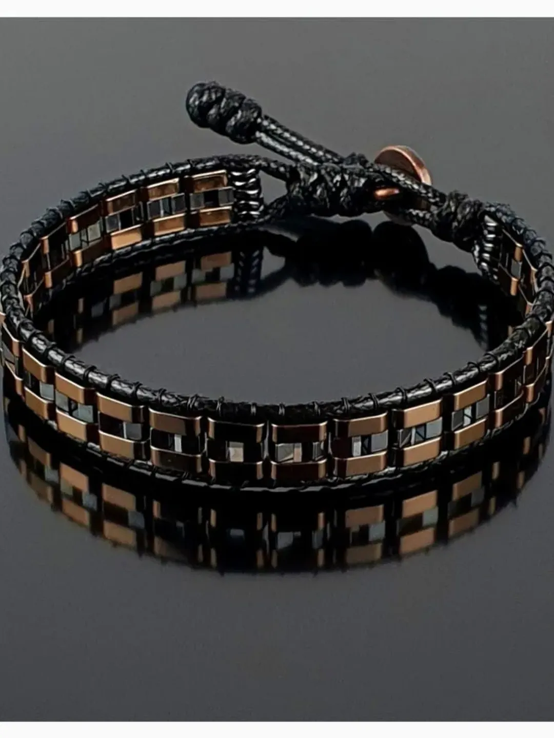 Bronze Hematite Bracelet, Slim Wristlet, Chic Design, Formal Style Jewellery, Gifts for Men, Dad, Husband, Boyfriend, Classy Accessory Gifts