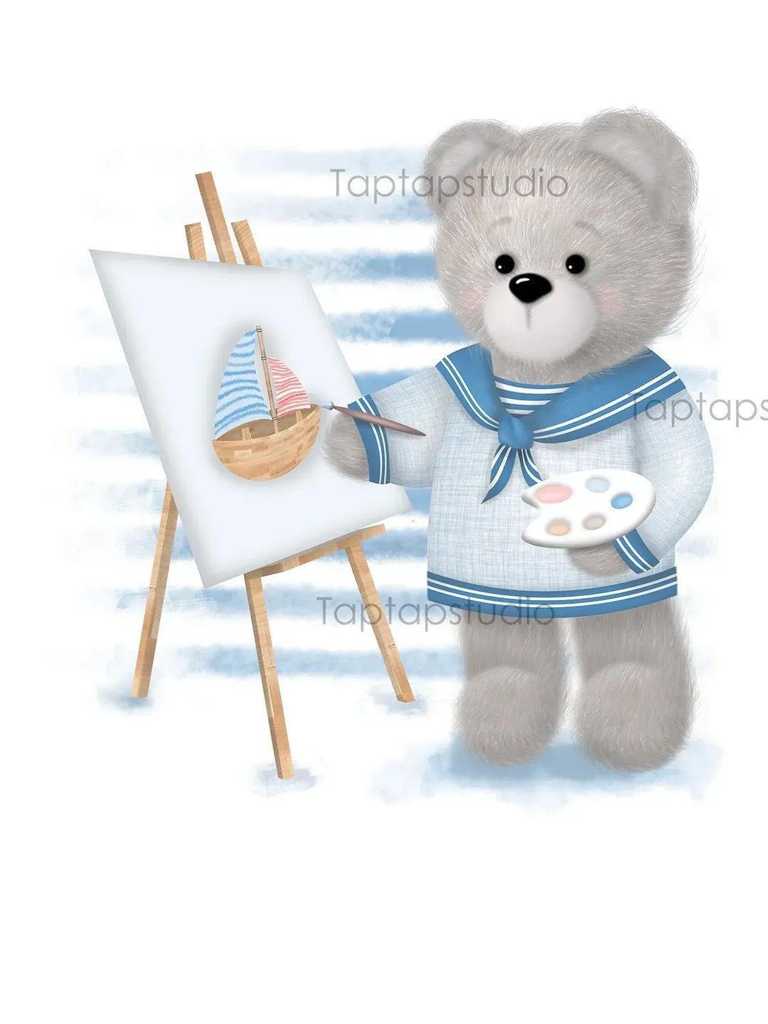 Teddy bear print, baby bear watercolor png , cute bear boy, Bear Wall Art Print ~ Woodland Nursery Baby Animal Decor ~ Digital Download