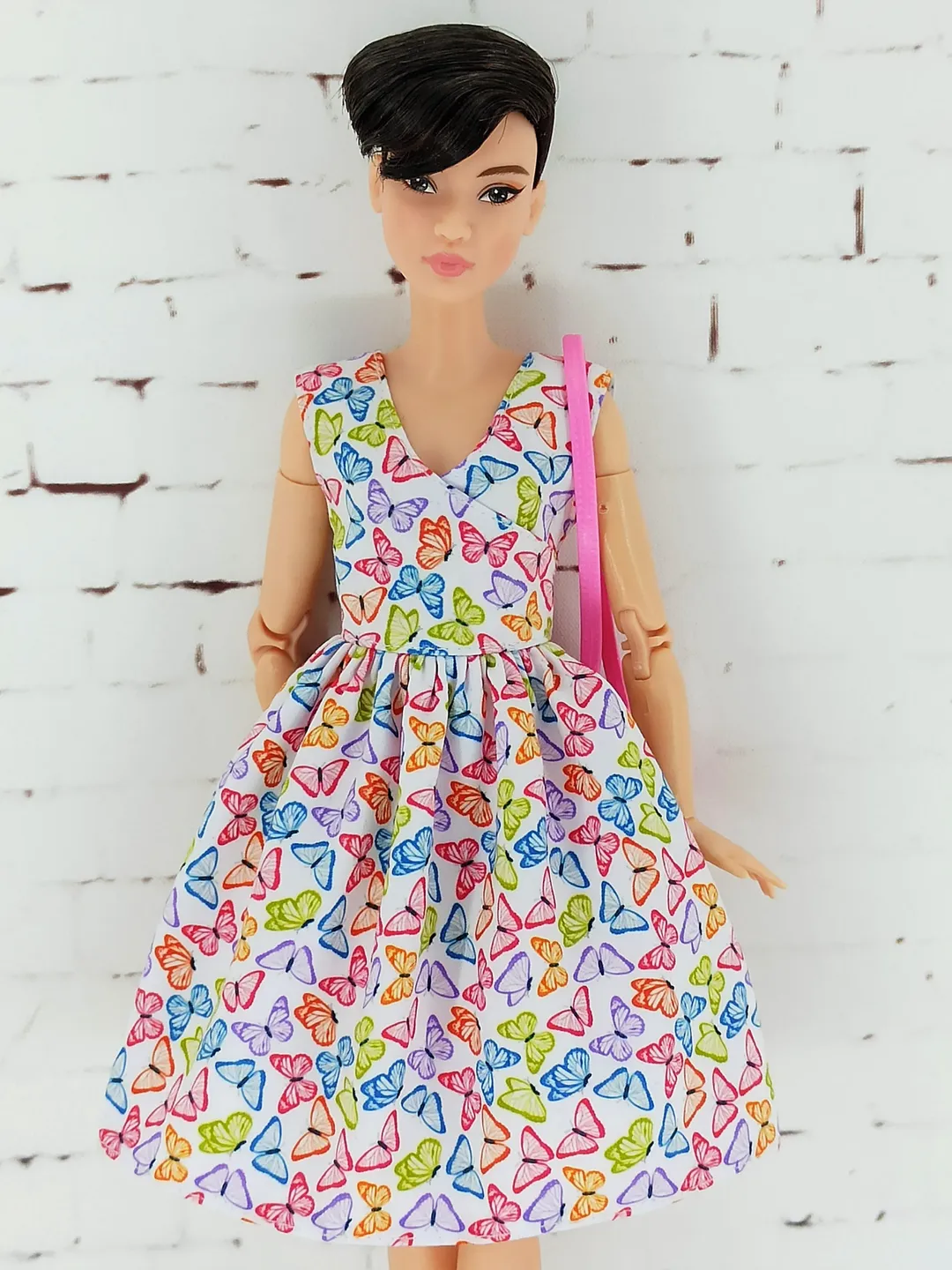 Summer dress with colorful butterflies for Barbie Doll (Petit)
