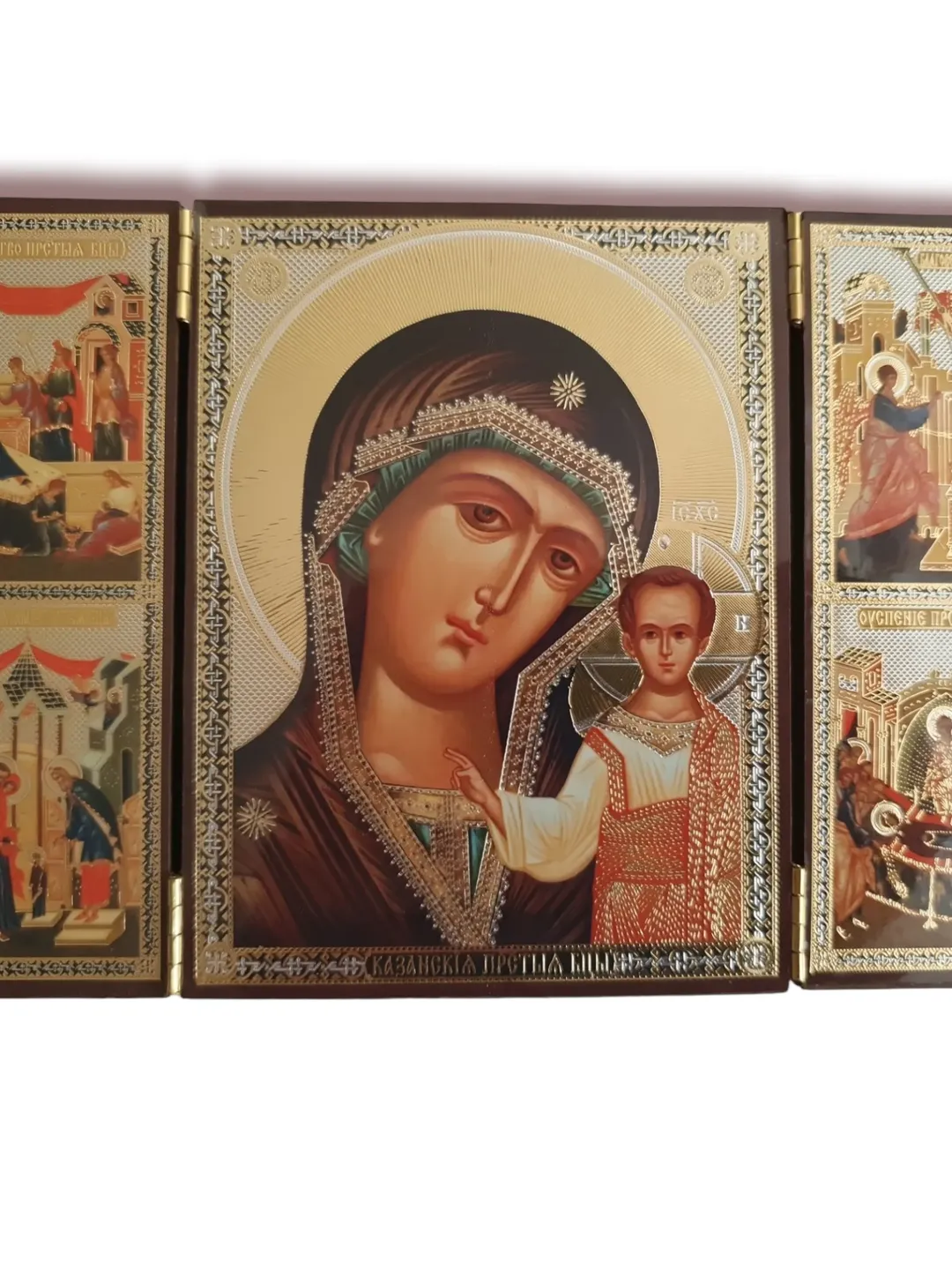Kazan Mother of God with Feasts | Orthodox icon triptych  | wooden icon | free shipping