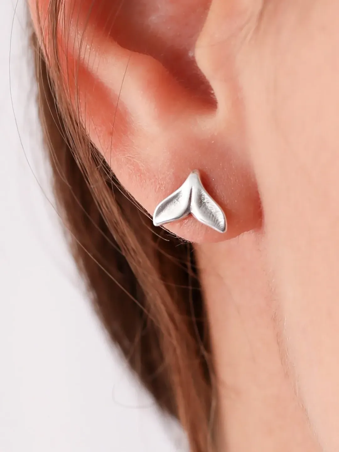 Tiny Whale Tail Stud Earrings, Cute Minimal Studs, Nautical Surfer Ocean Beach Jewelry, Unisex Gifts, Animal Fish Tail Small Whale Studs