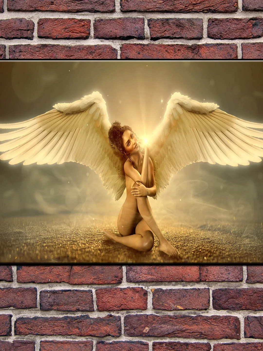 Angel woman Print on Canvas , Floating Frame Option, Modern Wall Art, Extra Large Canvas Wall Art