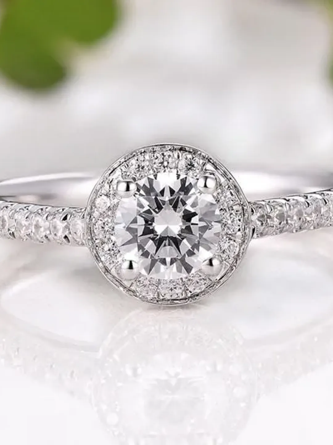 Solid 14K White Gold Round 5MM Semi Mount Ring / Engagement & Wedding Ring / Diamond Ring