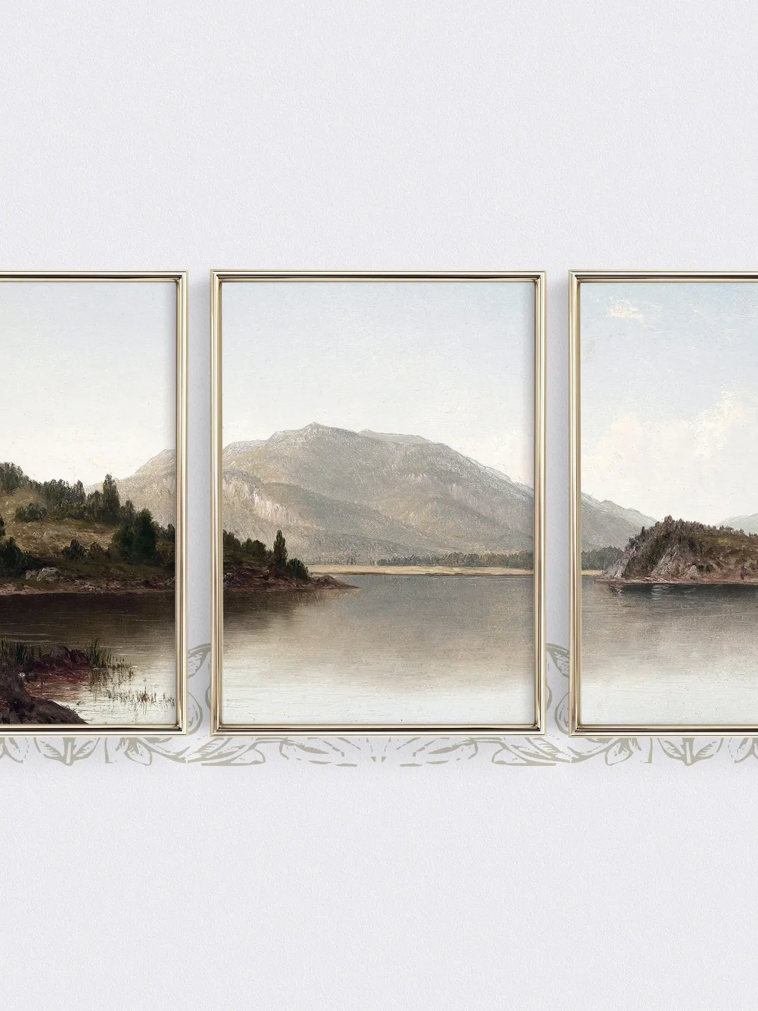 Mountain Wall Art Antique Landscape Painting, Set of 3 Prints, Vintage Triptych Decor, Printable Downloadable | 60 S3