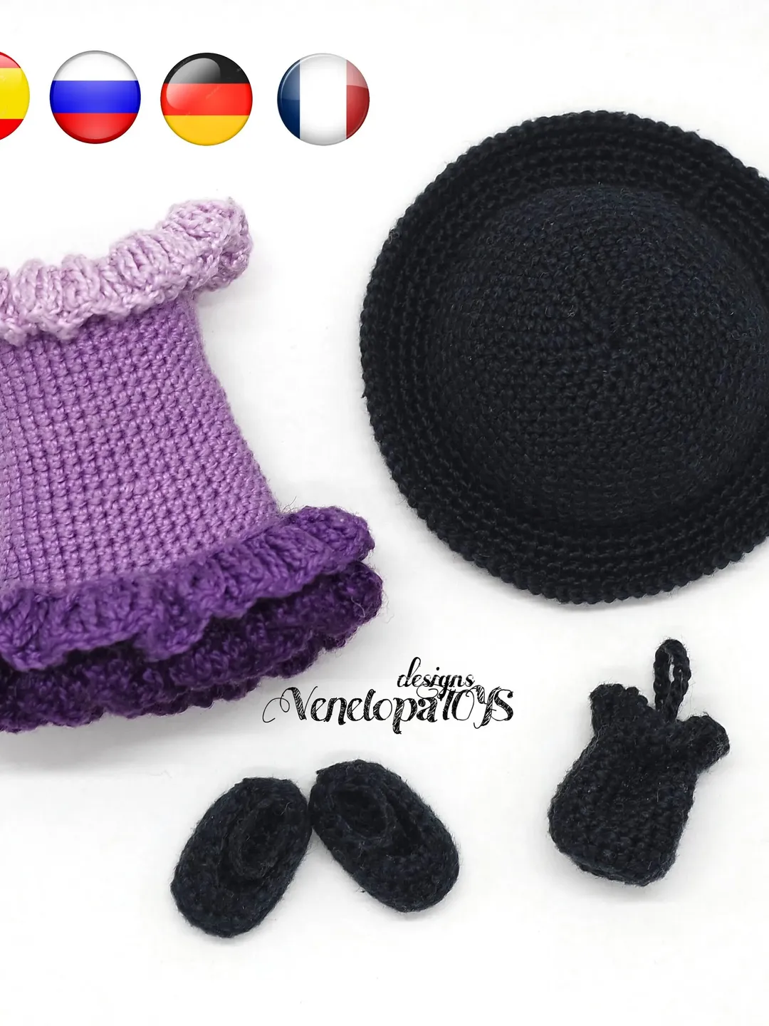 Crochet Pattern Outfit for Doll Sophie, Amigurumi doll clothes, Dolls PDF Crochet pattern