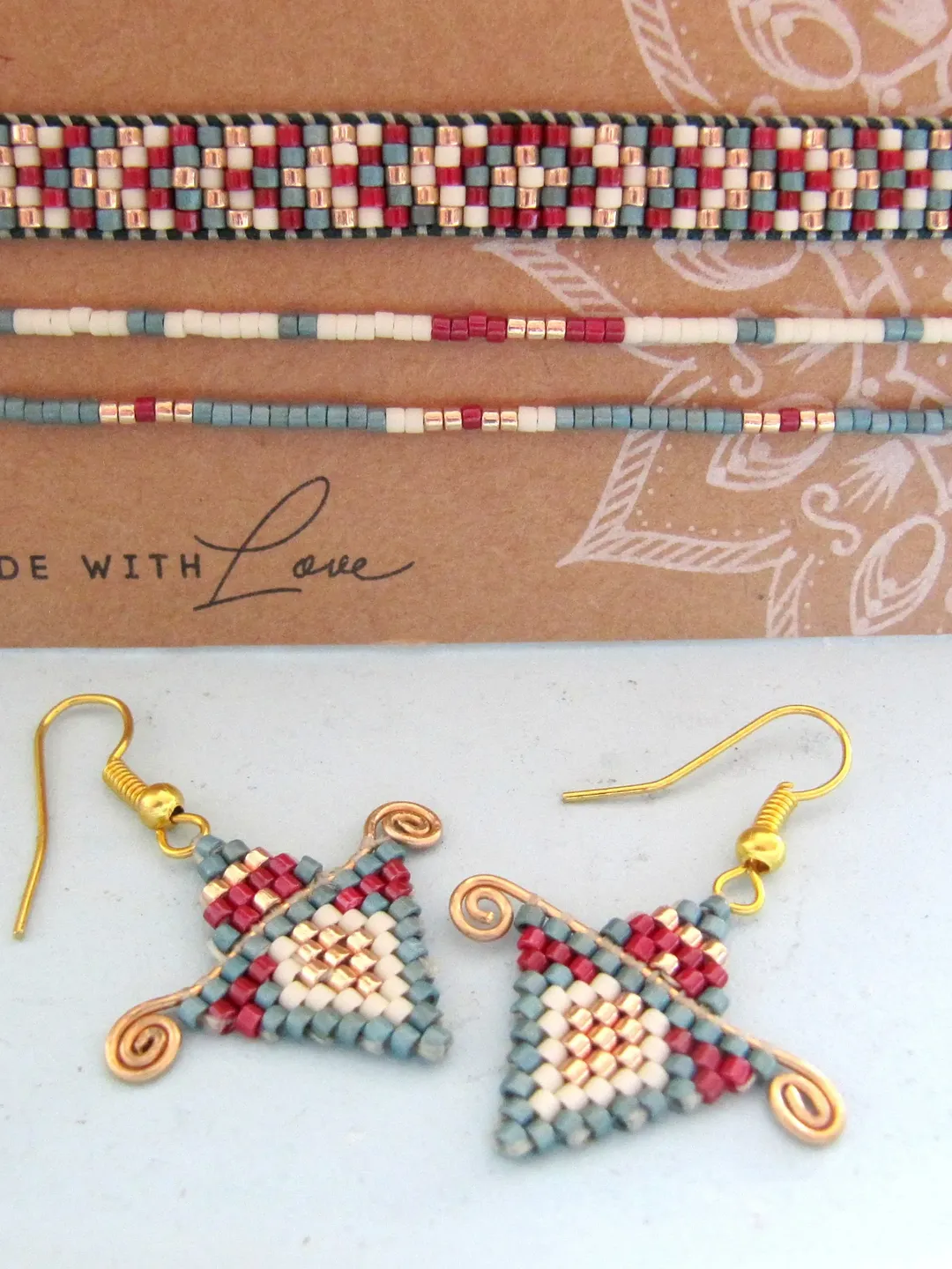 Set Miyuki jewelry, Miyuki bracelets, filigree bracelet, woven bracelet, ethnic bracelet, Indian jewelry, boho ,Mothersday present for women