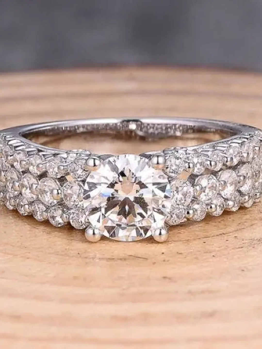 Round 6.5MM in Solid 14K White Gold Fashion Semi Mount Ring / Diamond Ring / Engagement Ring