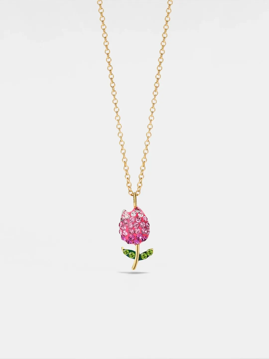 PERIMADE Dainty Tulip Flower Necklace • Cute Pink Tulip Charm Pendant • Sterling Silver Friendship Jewelry • Trendy Best Friend Gift