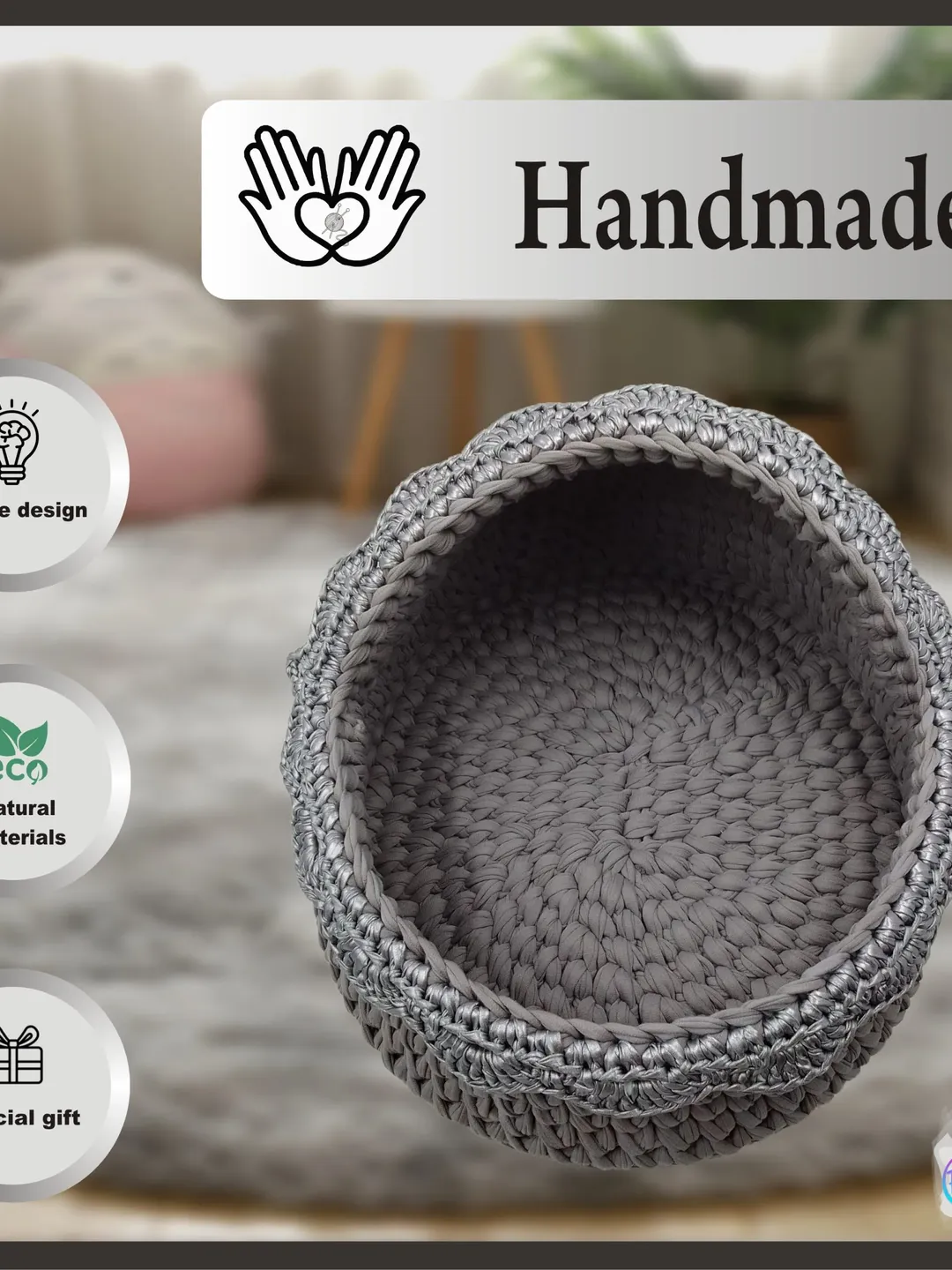 1Pet Bed for cats and small dogs, from natural yarn