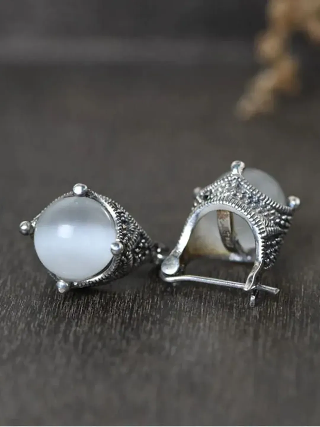 Opal Stud Earrings, Silver Stud Earrings, Crown Stud Earrings, Stud Earrings, Vintage Stud Earrings, Gem Stud Earrings, Opal Earrings