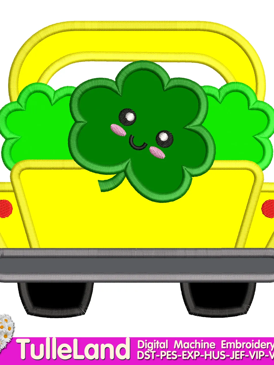 St. Patrick's Day Truck Car Shamrock Car Clover Shamrock Truck  Irish Truck Car Applique Design for Machine Embroidery
