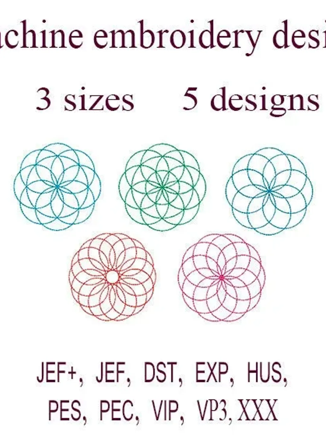 Machine embroidery designs Circle  Design Embroidery Frame ornament stitch embroidery round flower