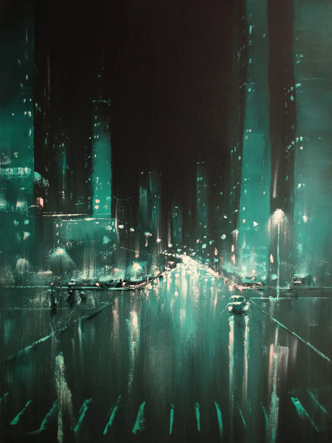 Tokyo Painting ORIGINAL OIL PAINTING on Canvas, Modern City Original Art by "Walperion Paintings"