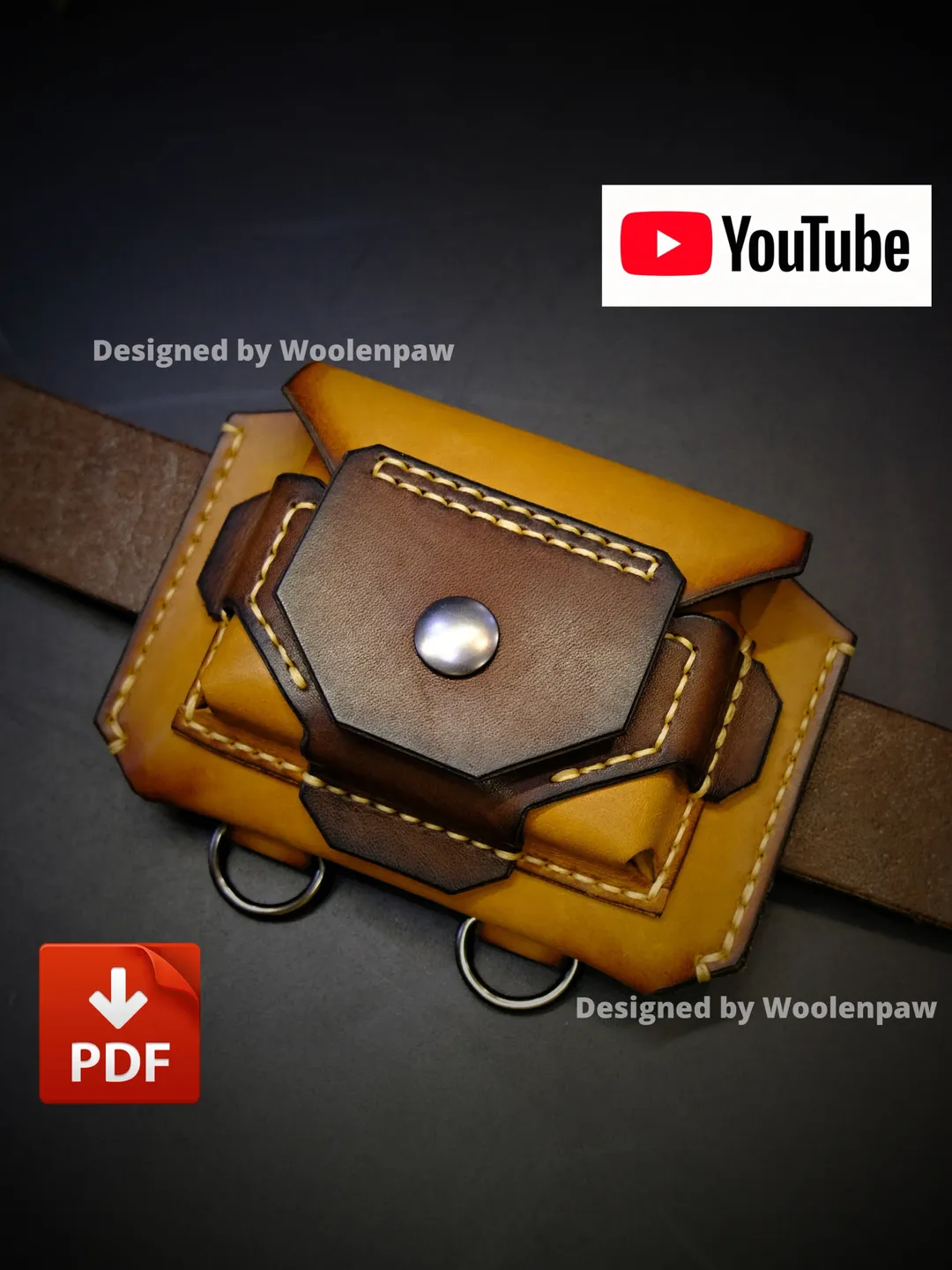 Leather pattern - Belt Wallet - Cosmo. PDF/SVG