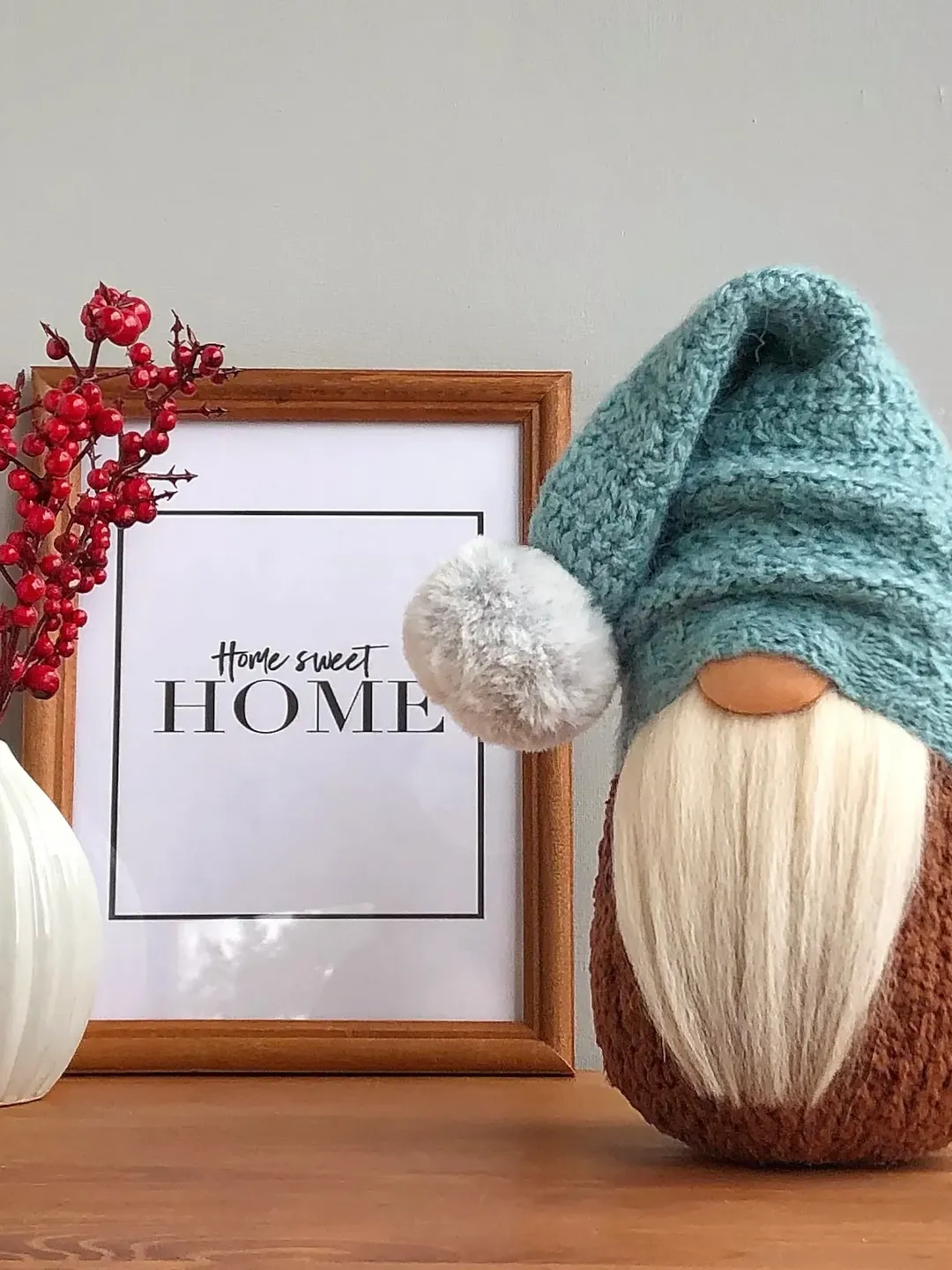 Swedish gnome with blue hat, Hygge decor for home, Winter gnome decor