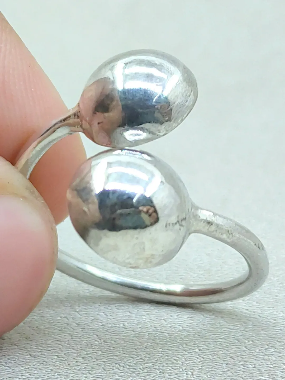 Silver Ball Ring, Double Ball Ring, Twist Ring, Sterling Silver Ring, Handmade balls, Promise Ring, Dainty Ring, Woman Ring, Christmas Gift