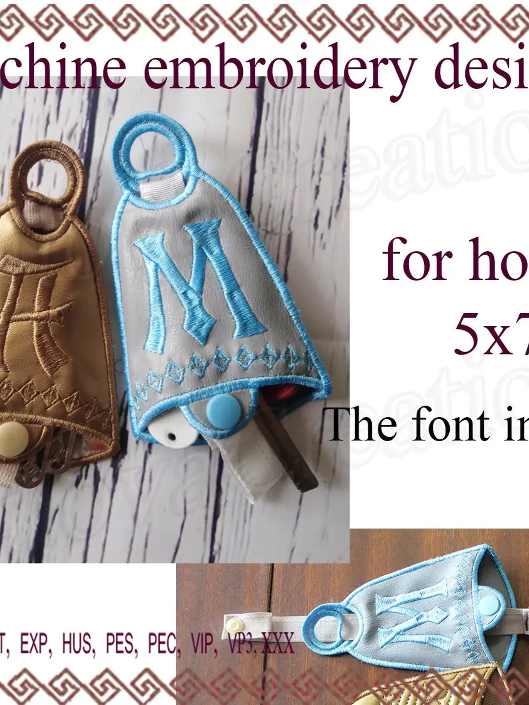 In the hoop key fob embroidery projects Initial embroidery design