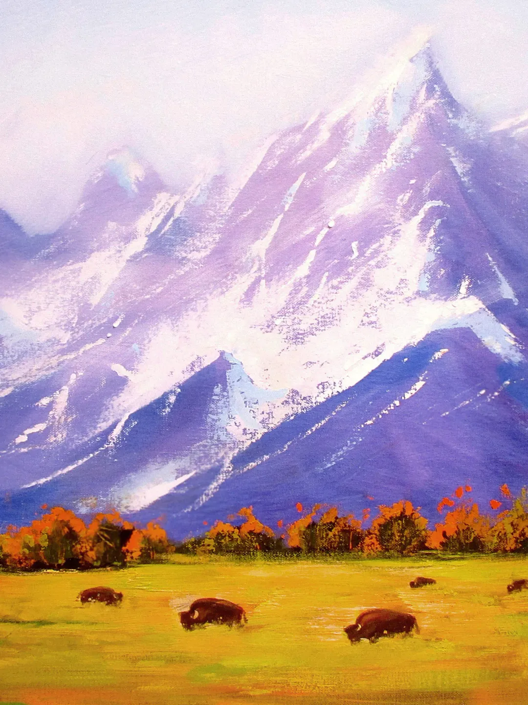 Grand Teton Painting ORIGINAL OIL PAINTING on Canvas, Wyoming Painting Original Oil Art by "Walperion Paintings"