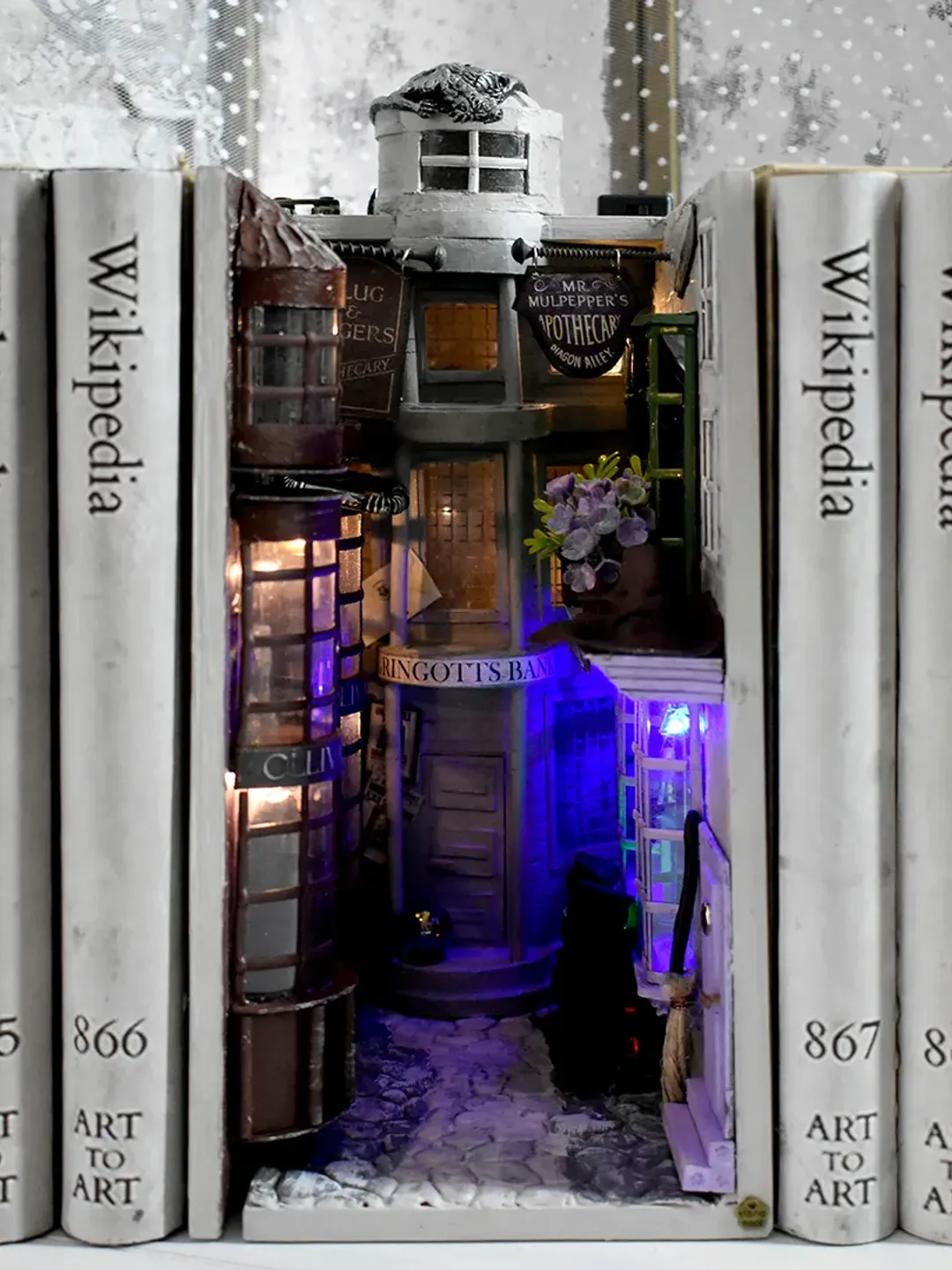 Book nook DIAGON ALLEY insert between books, miniature street