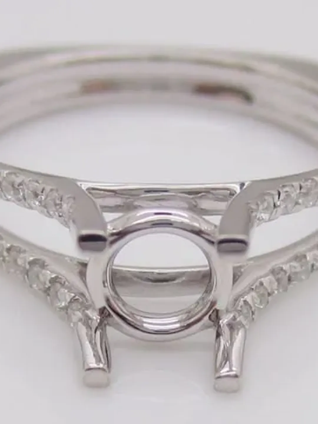 Solid 14K White Gold 6.5MM Round Shape Fashion Engagement & Wedding Semi Mount Ring / Diamond Ring