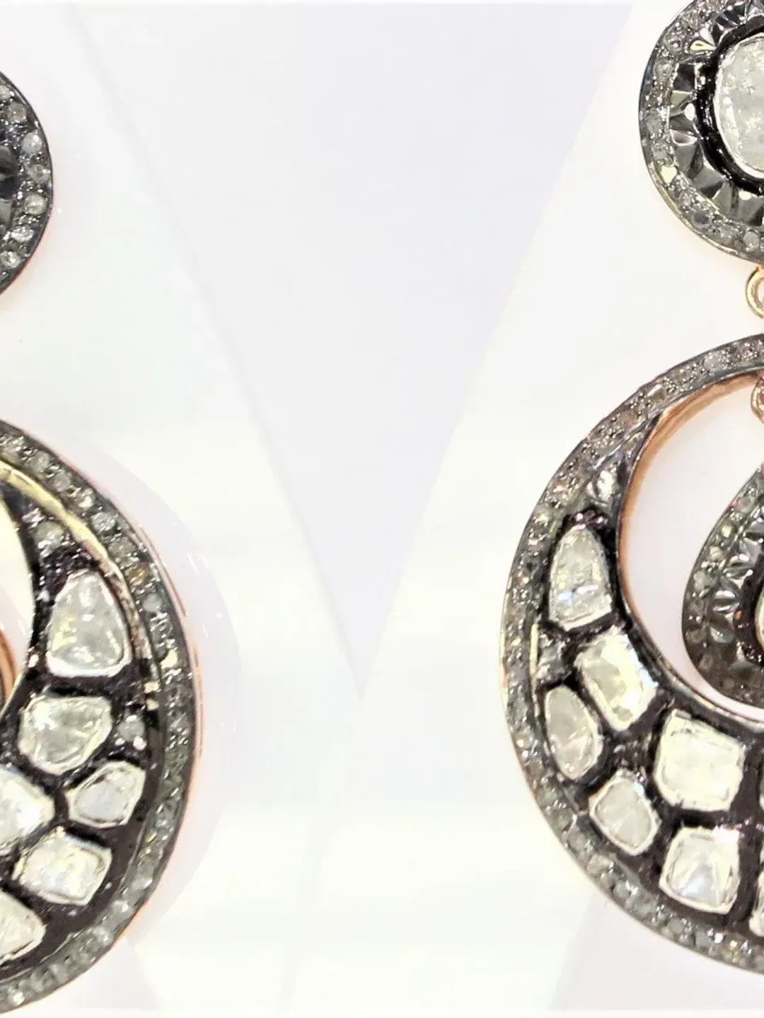 Pave Polki Diamond Studs, Diamond Earrings, Antique Jewelry, Polki Jewelry, 925 Sterling Silver Stud, Wedding Gift, Gift For Her