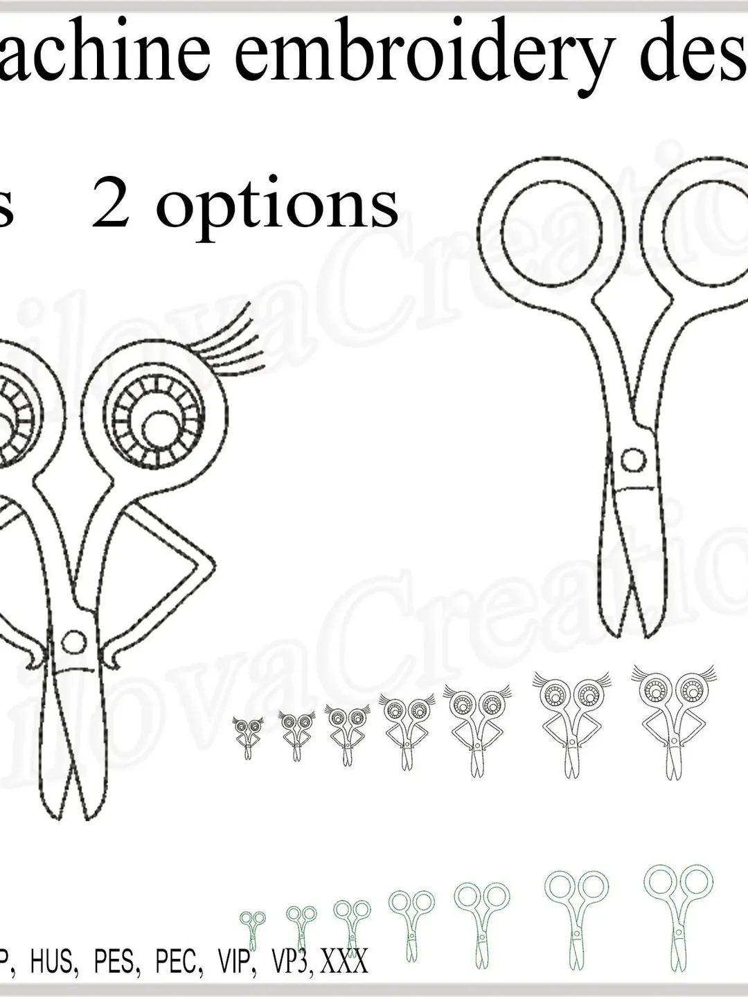 Scissors embroidery design Redwork machine embroidery designs