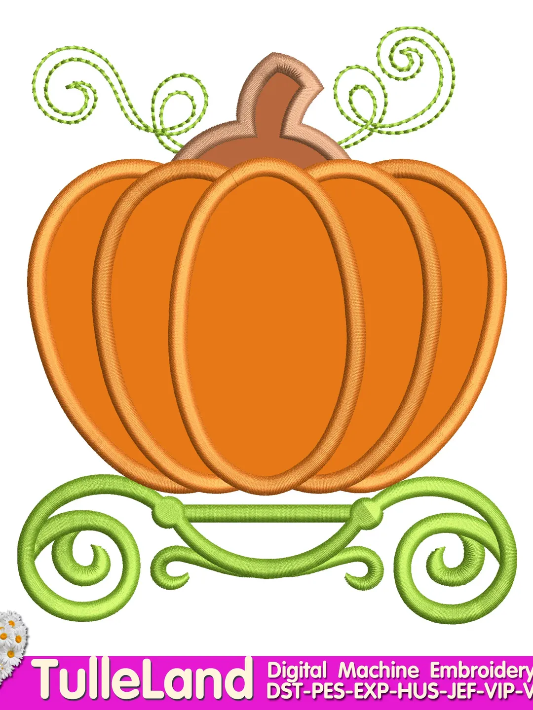 Pumpkin Carriage Princess Machine embroidery applique design