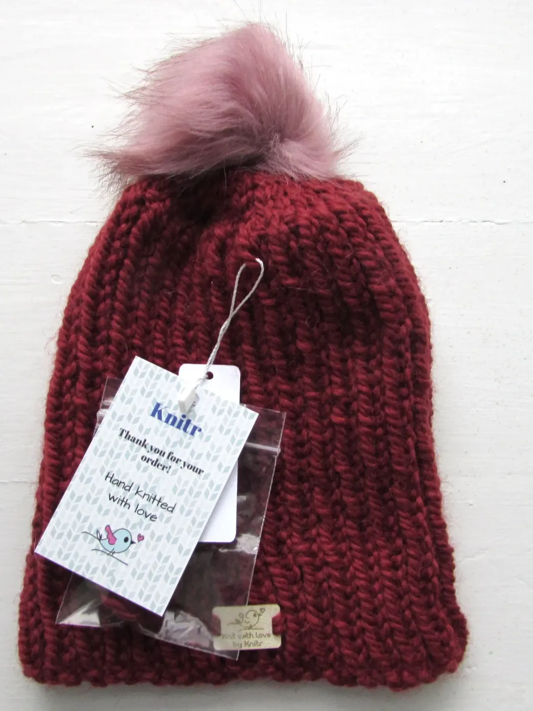 Super chunky rib beanie, red, alpaca and wool, M size