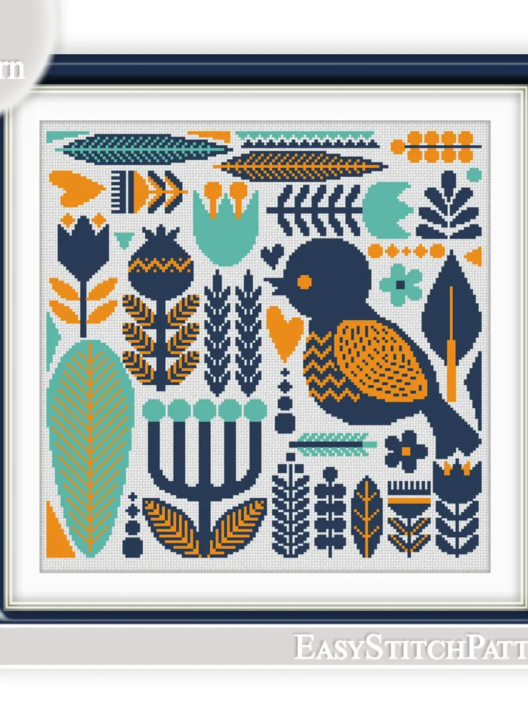 Traditional folk cross stitch pattern. Scandinavian Cross Stitch. Boho cross stitch.