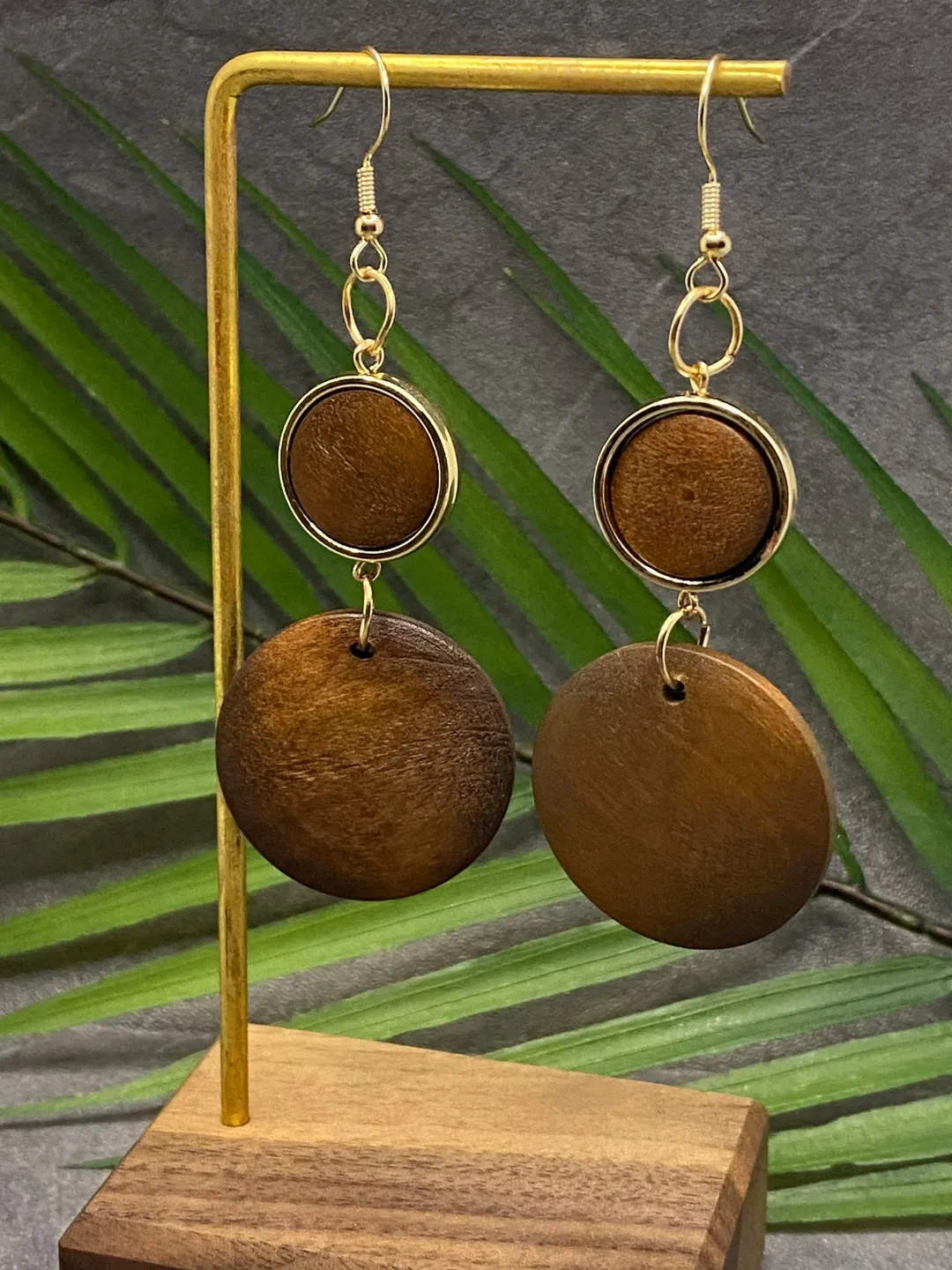 Handmade Wooden Leaf Dangle Earrings – Bohemian Vintage Drop Earrings For Women, Lightweight Boho Jewelry Gift