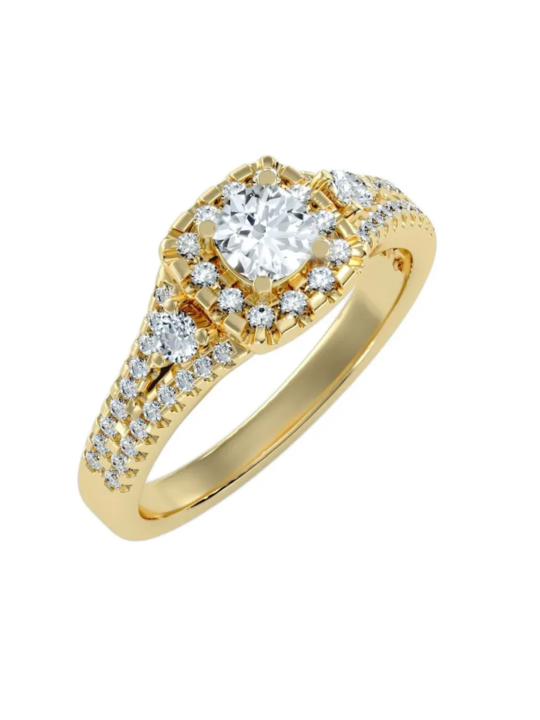 14K Gold Diamond & Moissanite 0,44 Ct G VS Engagement Ring for Women, Minimalistic, Stylish, Trendy, Gift for Her, Anniversary, Valentines